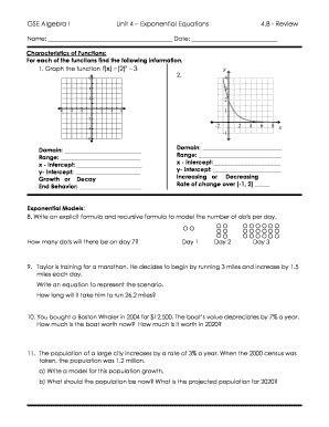 Gse Algebra 1 Unit 4 Exponential Equations Answers - Fill and Sign ...