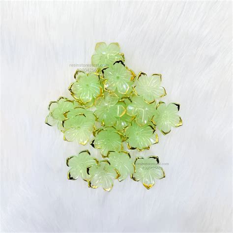 Pista Green Acrylic flower with golden border – Resin Store Surat