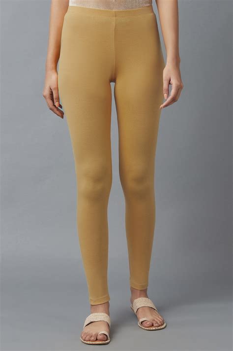 Buy Beige Solid Skinny Fit Cotton Tights With Elasticated Waist Online ...