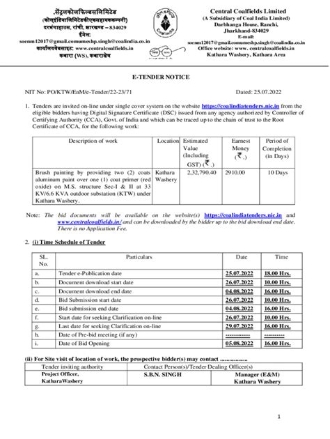 Fillable Online Hiring of HEMM for Removal of OB and Extraction ...