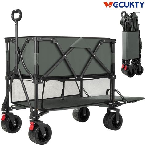 Folding Double Decker Camping Wagon, VECUKTY Heavy Duty Collapsible ...