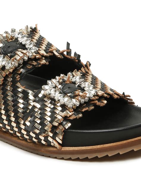 Woven Leather Mule with Rhinestone Buckle – Hats Off Accessories