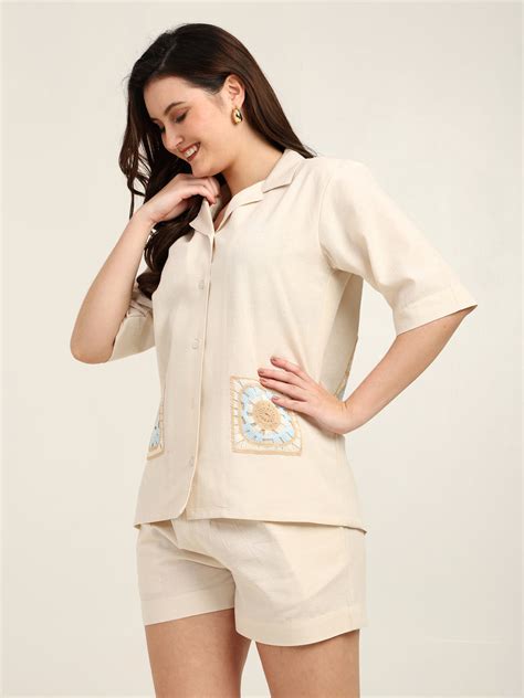 Cosmic Latte Linen shirt shorts set – Hapfab