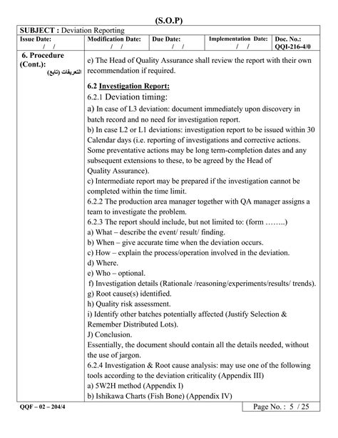 Image result for Deviation Procedure Example