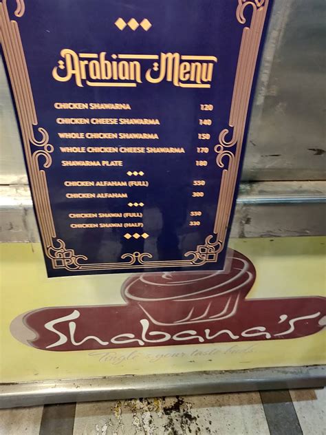 Menu at Shabana Bakery, Nagpur, Poonam Chambers