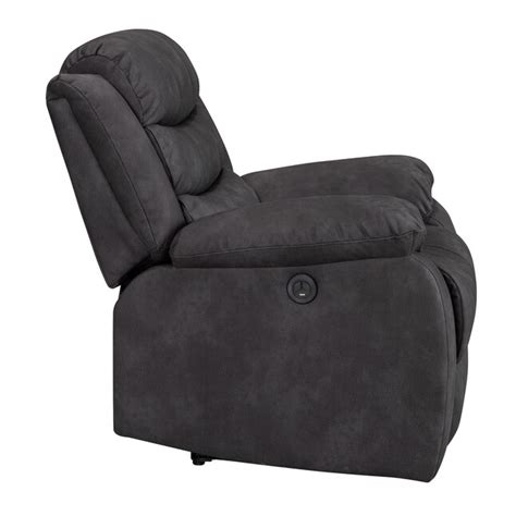 FC Design Charcoal Gray Linen Upholstered Tufted Powered Reclining ...