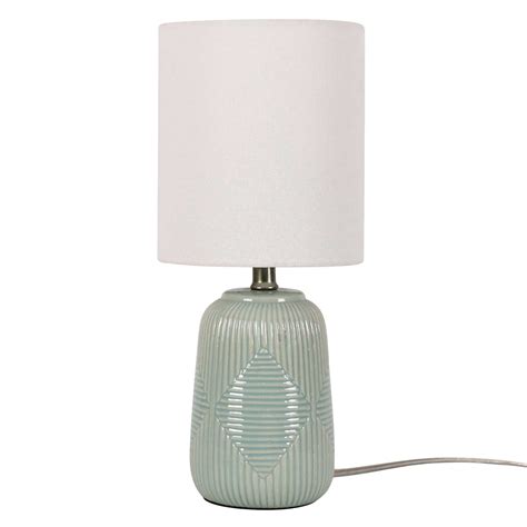 Found & Fable Teal Gourd Textured Ceramic Mini Table Lamp with Shade, 12.5"