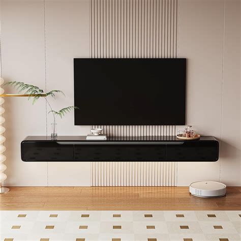 FloatiCasa 47" High Gloss Floating TV Stand, White Wall-Mounted TV ...