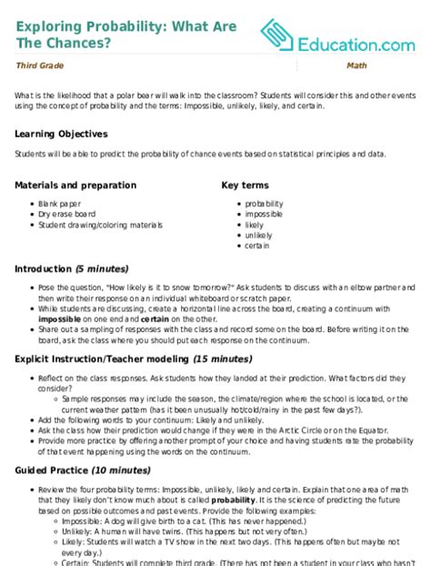 Image result for Possible Learning Objective for Lesson On Probability