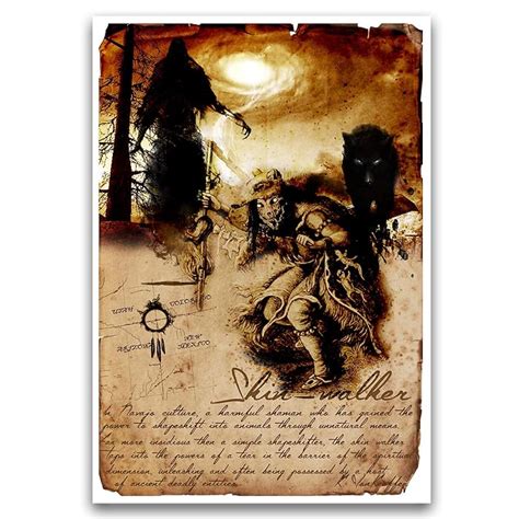 Buy Navajo Skinwalker creepy science journal art print, myths monsters ...
