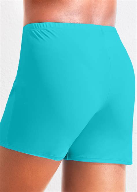 High Waisted Neon Blue Plus Size Swim Shorts | Rosewe.com - USD $23.98