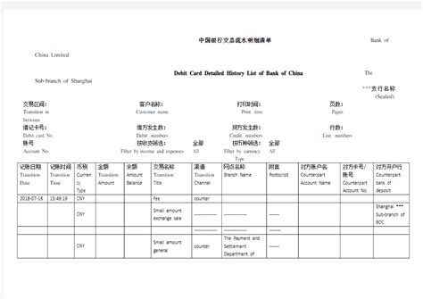 中国银行交易流水明细清单翻译-签证 - 360文档中心