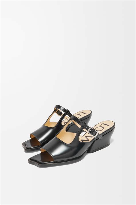 Onda open-toe mule in brushed calfskin Black - LOEWE