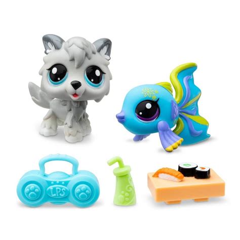 Littlest Pet Shop - Grey Timber Wolf and Blue Fish - 2 Pack Assortment