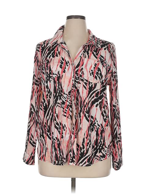 New Directions Women Pink Long Sleeve Blouse XL Petites | eBay