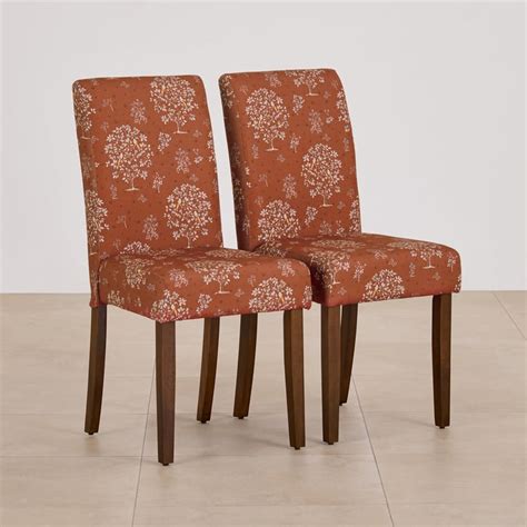 Buy Nirvana Indus Set of 2 Fabric Dining Chairs - Rust and Dark Brown ...