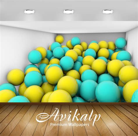 Avikalp Exclusive Awi3551 Blue And Yellow Spheres In A Room Full HD Wa ...