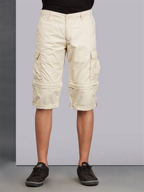 Detachable Cargo Pocket Beige Shorts