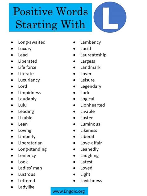 Adjectives That Begin With L