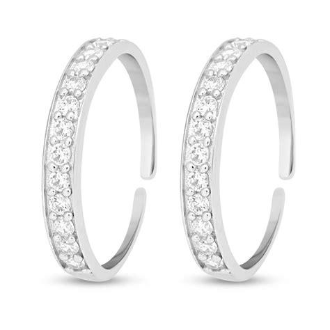 Zavya Printed 925 Silver Toe Ring with Rhodium Plating- Valentine's Gift