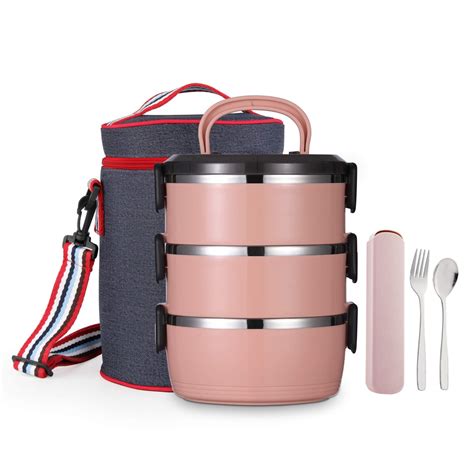 Buy TileMiun 3-Tier Insulated Bento Lunch Box with Lunch Bag & Utensil ...