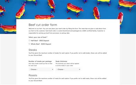 Image result for Beef Processing Order Form
