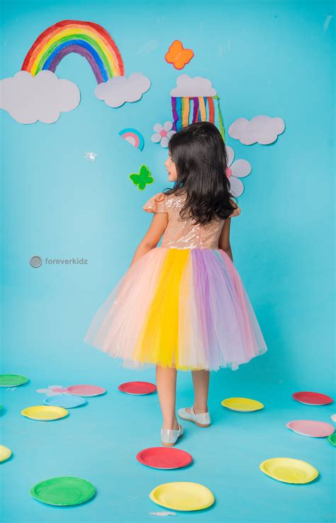 Buy Rainbow Unicorn Dress with Ruffles for Girls Online - ForeverKidz