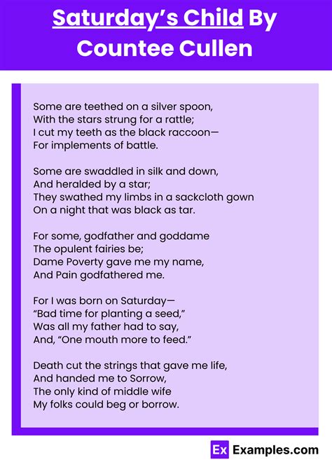 Saturday’s Child Poem by Countee Cullen to Download