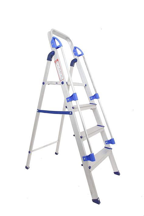 BRANCLEY 4 Step Aluminium Ladder (142.2 x 48.3 x 10.2 cm, Silver ...