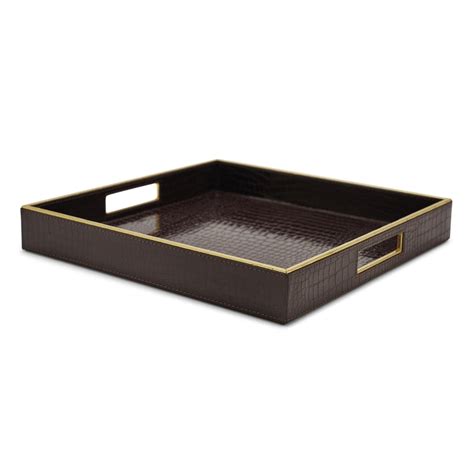 Shop Brown Square Faux Leather Serving Tray - at Best Price Online in India