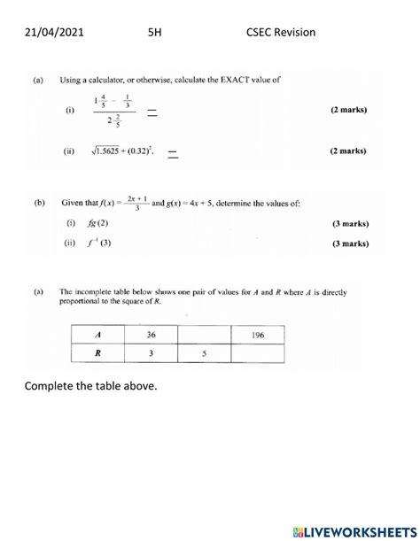 Image result for CSEC Math Worksheets