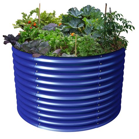 Olle Gardens 32" Tall x 42" Round Raised Garden Beds in Cobalt Blue ...