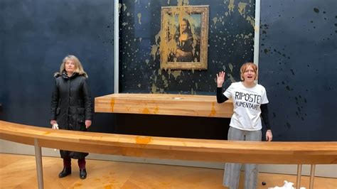 Milieuactivisten gooien soep tegen glasplaat voor Mona Lisa | RTL Nieuws