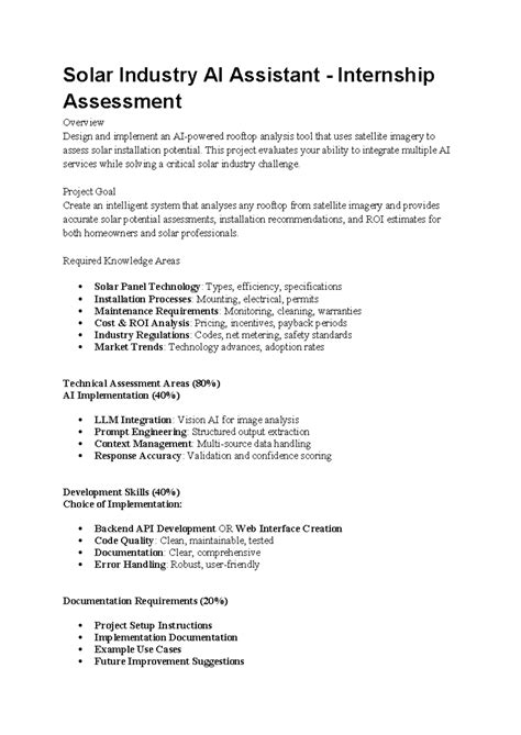 Solar Industry AI Assistant - Internship Assessment Overview & Tool ...
