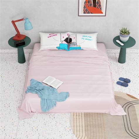 Buy QuirkLoom Binge Watching Double Bedsheet with 2 Pillow Covers Online