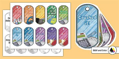 Mission Accomplished Subject Area Reward Tags (teacher made)