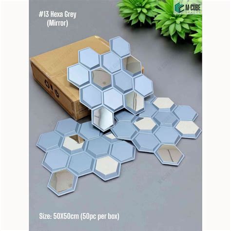 Grey Mirror 13 Hexa (50cm x 50cm) 3D PVC Wall Panel – M Cube Spaces
