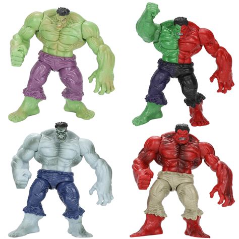 4pcs Super Hero Action Figures Grey Red Green Compound Versions ...