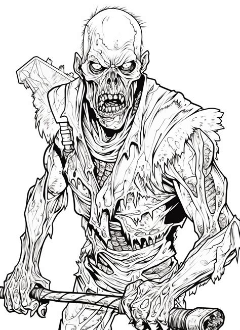 Halloween Zombie Coloring Page