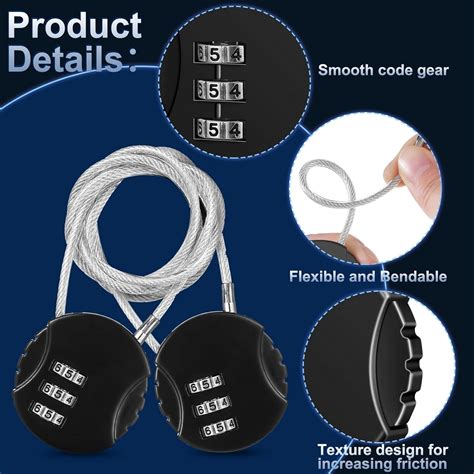 Buy 4 Pieces 3 Digit Combination Lock Wire Stroller Waterproof Padlock ...