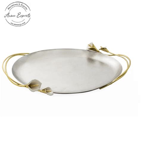 Modern Luxury Coffee Table Metal Serving Tray With White And Rose Gold ...