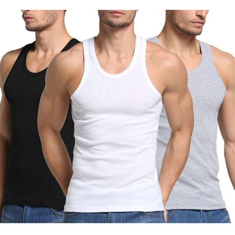 FORBEMK Men's Undershirts Crew Neck Cotton ComfortSoft Sleeveless ...