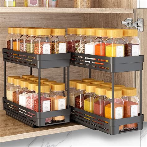 Snapklik.com : 2 Pack Pull Out Spice Rack Organizer For Cabinet, Slide ...