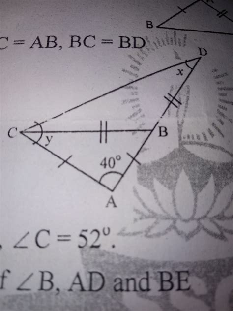 find X and Y, if AC is equals to ab BC is equals to BD - Brainly.in