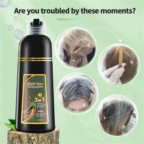 Scheibe Hair Dye Shampoo 15-20 Min, 3 in 1 Instant Hair Color , Black ...
