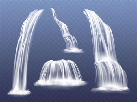 4款流淌的水流瀑布流水效果图片免抠矢量素材 - 设计盒子