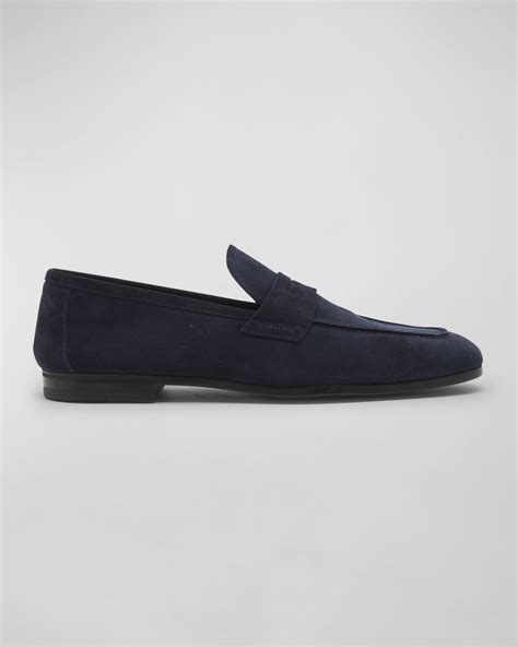 TOM FORD Men's Sean Twisted Keeper Suede Penny Loafers | Neiman Marcus