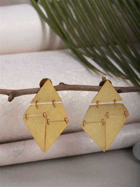 Gold Plated Rhombus Earrings – Shopberserk