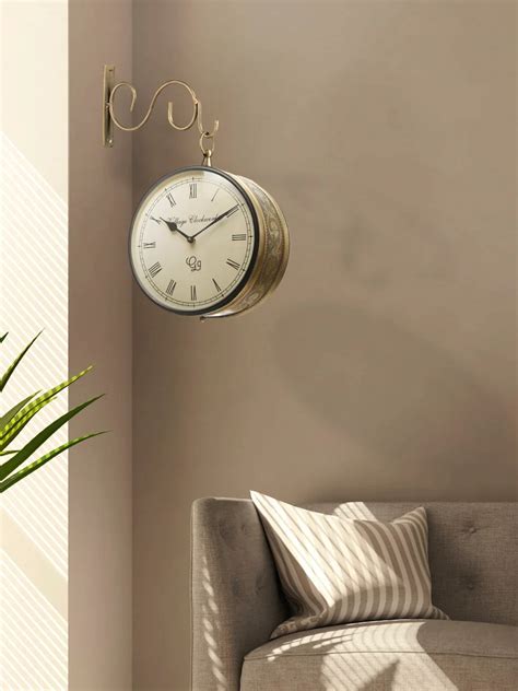 Buy Metal Round Station Clock Golden Wall Clock 8 Inches - GreenGirgit ...