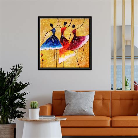 African Warli Art Floating Canvas Wall Painting Frame – Vibecrafts